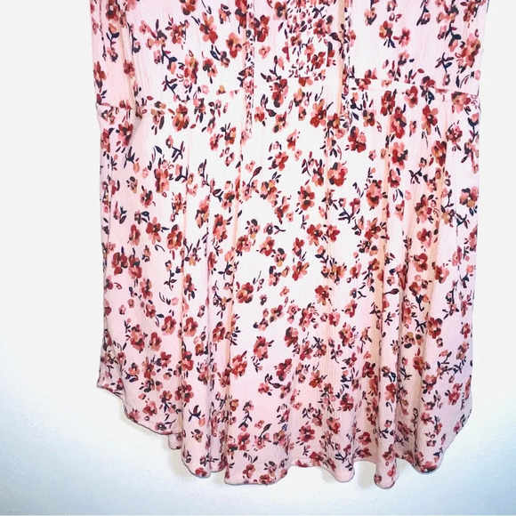 Maurices Tunic Babydoll Top Pink Ditsy Floral Print Lace-up Front Medium Women’s - Picture 6 of 12
